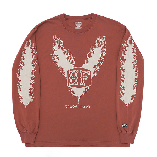 HFF FIRE PATTERN LOGO LS TEE 詳細画像 Burgundy 1